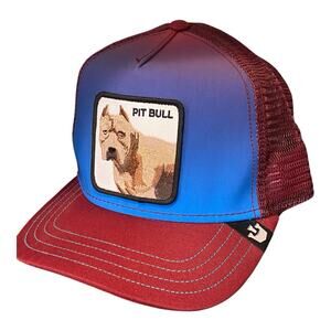 Goorin Bros The Farm Animal Trucker PITBULL TERRIER DOG Ombre Blue Red New Perro